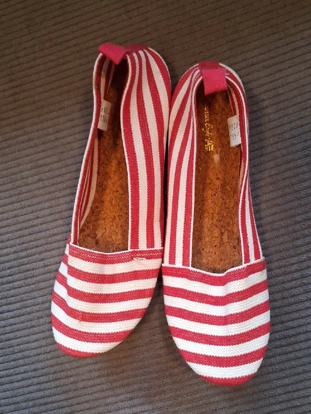 American Eagle By Payless Red and White Striped Flats